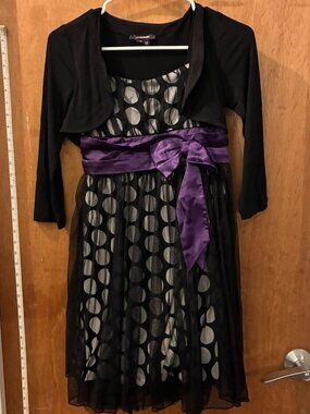 🐻Size 12 - MyMichelle - Girl's Black/Silver/Purple Fancy Dress